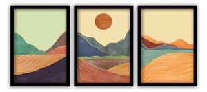 Set od 3 slike u crnim okvirima Vavien Artwork Sunrise, 35 x 45 cm