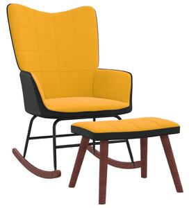 VidaXL Stolica za ljuljanje s osloncem za noge boja senfa baršun i PVC