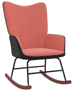 VidaXL Stolica za ljuljanje ružičasta od baršuna i PVC-a