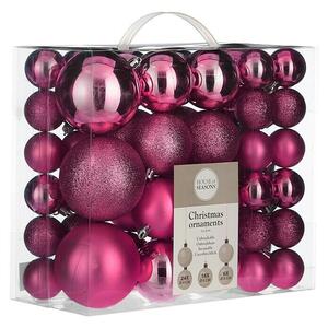 Kuglice za božićno drvce House of Seasons (Tamno roza, Plastika, 46 Kom.)
