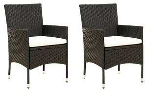 VidaXL Vrtne stolice s jastucima 2 kom od poliratana crne