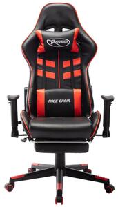 VidaXL Igraća stolica od umjetne kože s osloncem za noge crno-crvena