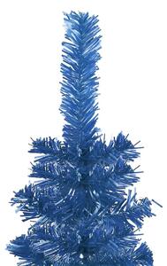 Usko božićno drvce s LED svjetlima i kuglicama 210 cm plavo