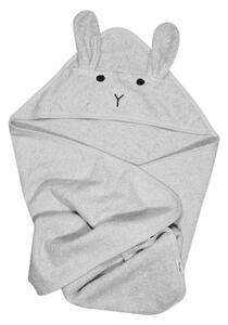 Sivi pamučni dječji ručnik s kapuljačom Kindsgut Rabbit