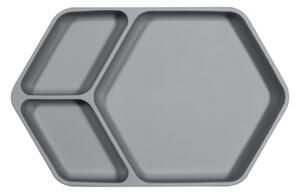Sivi silikonski dječji tanjur Kindsgut Squared, 25 x 16 cm