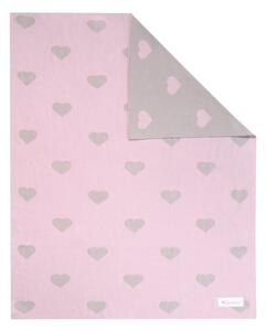 Ružičasto-bež pamučna dječja dekica Kindsgut Hearts, 80 x 100 cm