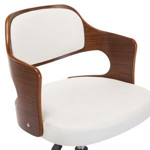 Okretna blagovaonska stolica od drva i umjetne kože bijela