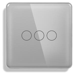 Stakleni panel za trostruki prekidač, sivi