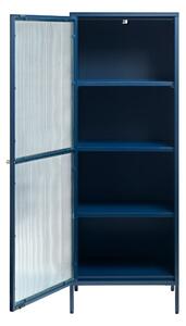 Plava metalna vitrina Unique Furniture Bronco, visina 160 cm