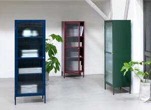 Zelena metalna vitrina Unique Furniture Bronco, visina 160 cm