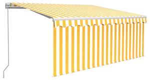 VidaXL Tenda na ručno uvlačenje s roletom 3,5 x 2,5 m žuto-bijela
