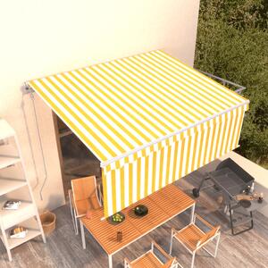 VidaXL Automatska tenda na uvlačenje s roletom 4 x 3 m žuto-bijela