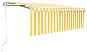 VidaXL Automatska tenda na uvlačenje s roletom 4 x 3 m žuto-bijela