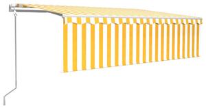 VidaXL Automatska tenda na uvlačenje s roletom 5 x 3 m žuto-bijela