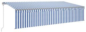 VidaXL Automatska tenda na uvlačenje s roletom 6 x 3 m plavo-bijela