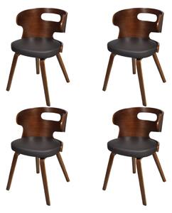 Blagovaonske stolice od drva i umjetne kože 4 kom smeđe