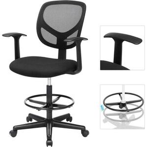Ergonomska uredska stolica s naslonima za ruke, visina sjedala 55-75 cm, crna