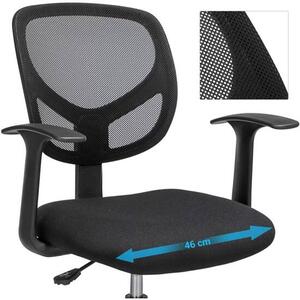 Ergonomska uredska stolica s naslonima za ruke, visina sjedala 55-75 cm, crna