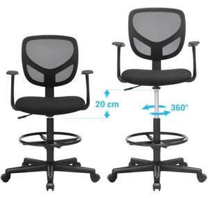 Ergonomska uredska stolica s naslonima za ruke, visina sjedala 55-75 cm, crna