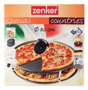 Set od 2 perforiranapekača za pizzu, 3 držača i rezača Zenker Special Countries, ø 32 cm