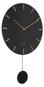 Crni zidni sat s njihalom Karlsson Impressive, ø 47 cm