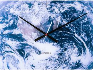 Zidni sat od plavog stakla Karlsson Earth, ø 60 cm