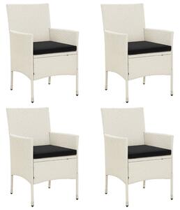 VidaXL Vrtne stolice s jastucima 4 kom od poliratana bijele