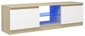 VidaXL TV ormarić s LED svjetlima bijeli i boja hrasta 120x30x35,5 cm