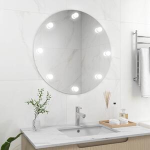 VidaXL Zidno ogledalo bez okvira s LED svjetlima okruglo stakleno