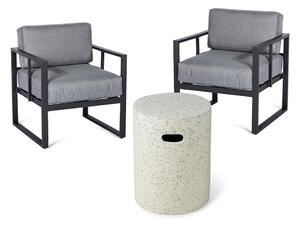 Set grafitno sivih vrtnih stolica Bellisima i bijelog stola Loris, ø 35 cm