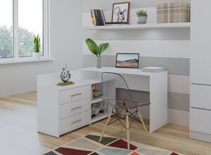 Drohmo Dany kutni stol s policom, spremište, 120x76x50 cm, bijeli