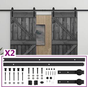 VidaXL Klizna vrata s priborom za montažu 90 x 210 cm od borovine crna