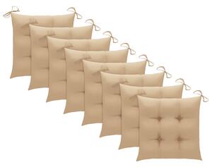 Složive vrtne stolice s jastucima 8 kom od masivne tikovine
