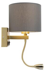 Art deco zidna svjetiljka zlatna s USB-om i siva sjena - Brescia