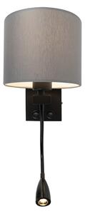 Moderna zidna svjetiljka crna sa sivom sjenom - Brescia
