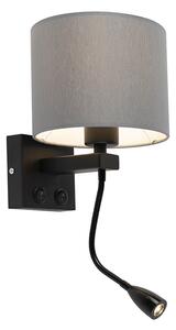 Moderna zidna svjetiljka crna sa sivom sjenom - Brescia
