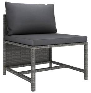 VidaXL Modularna srednja sofa od poliratana s jastucima siva