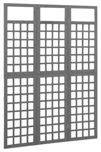 VidaXL Sobna pregrada / rešetka s 3 panela od jelovine 121x180 cm crna