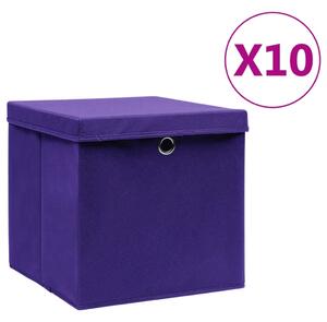 VidaXL Kutije za pohranu s poklopcima 10 kom 28x28x28 cm ljubičaste