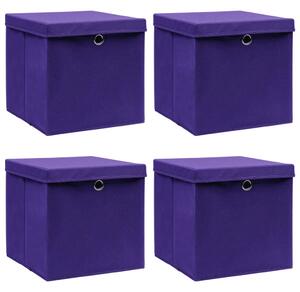 VidaXL 325212 Storage Boxes with Covers 4 pcs 28x28x28 cm Purple