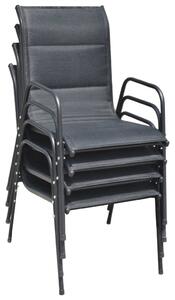 Složive vrtne stolice 4 kom od čelika i tekstilena crne