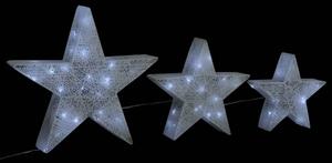 VidaXL Ukrasne božićne zvijezde 3 kom bijele mrežaste LED