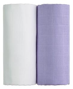 Set od 2 pamučna ručnika u bijeloj i ljubičastoj boji T-TOMI Tetra, 90 x 100 cm