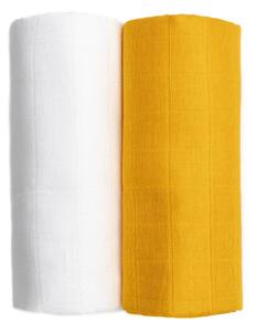 Set od 2 pamučna ručnika u bijeloj i žutoj T-TOMI Tetra, 90 x 100 cm