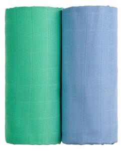 Set od 2 pamučna ručnika u zelenoj i plavoj T-TOMI Tetra, 90 x 100 cm