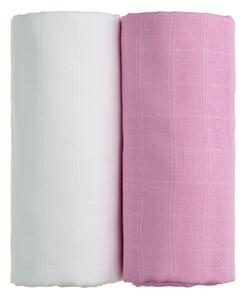 Set od 2 pamučna ručnika u bijeloj i ružičastoj boji T-TOMI Tetra, 90 x 100 cm