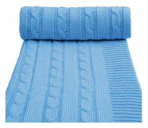 Plava pletena dječja deka s udjelom pamuka T-TOMI Spring, 80 x 100 cm