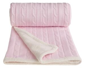 Ružičasta pletena dječja deka s udjelom pamuka T-TOMI Winter, 80 x 100 cm