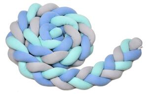 Plavo-siva pamučna pletena ogradica T-TOMI, dužine 180 cm