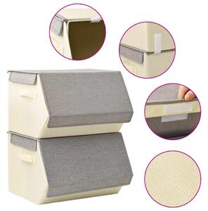 VidaXL 2-dijelni set kutija za pohranu s poklopcem tkanina sivi/krem